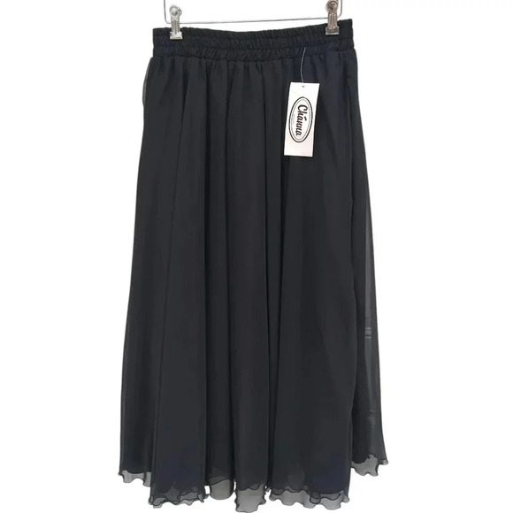 Chánna Black Maxi Full Skirt Sheer Top Solid Lining Size Medium NWT Modest - Picture 1 of 8